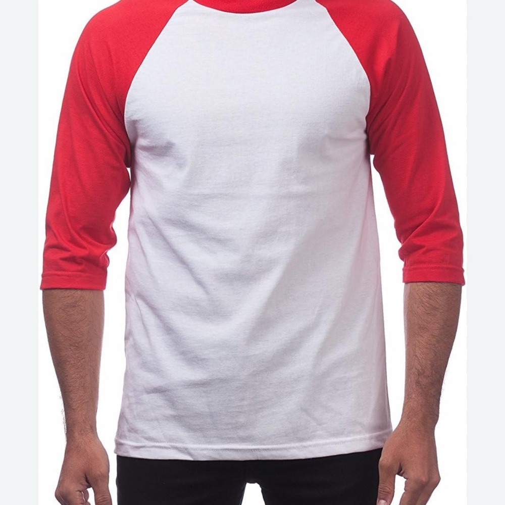 Baseball T shirts -Red and White Raglan Sleeve Men's Shirt